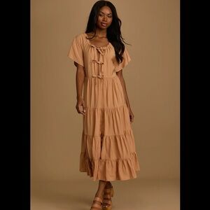 Lulus Tie Front Tiered Maxi Dress